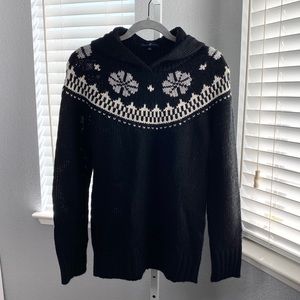 GAP Fair Isle Black Sweater With Hood Size Medium